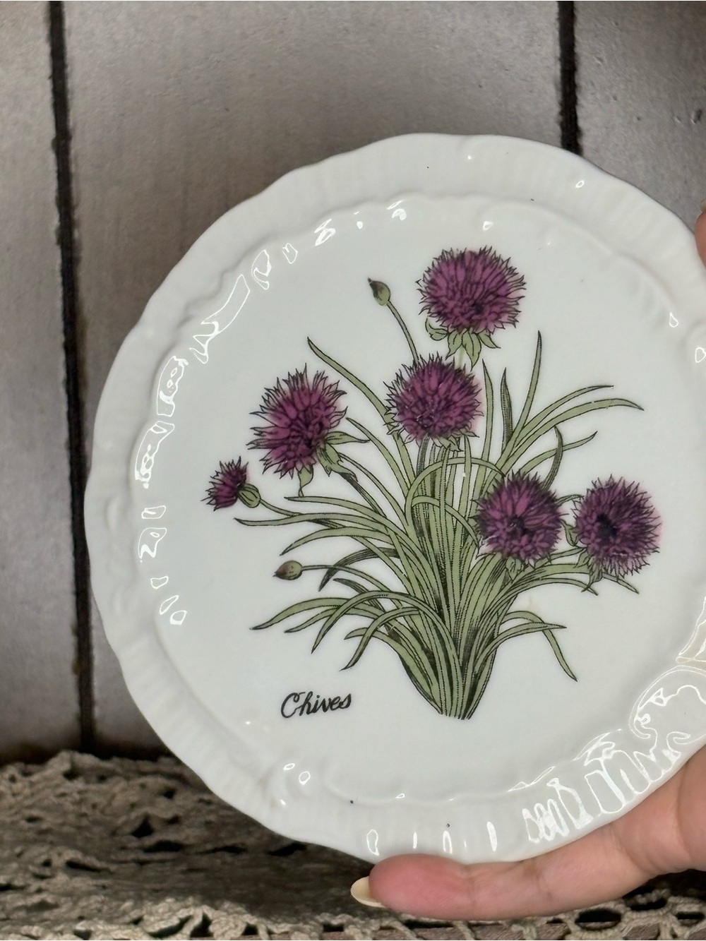 Botanical Chives Decorative Plate - Purple Floral